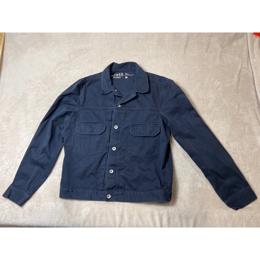 GAP 1969 Mens M Navy Cotton Chore Jacket 4 Pocket Utility Workwear Selvedge